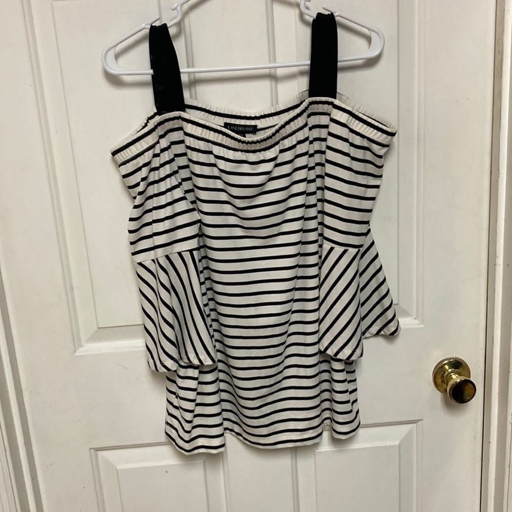 Lane Bryant Black and White off the shoulder Striped Blouse